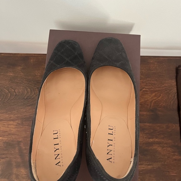 Anyi Lu Remy Grey Quilted Suede Heels - Picture 6 of 12